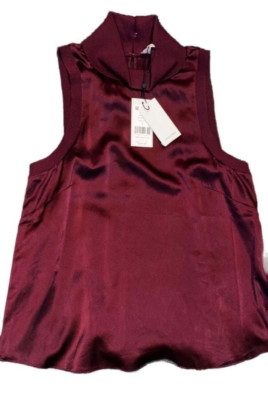 Cinq à Sept Calla Silk Sleeveless Mock Neck Top